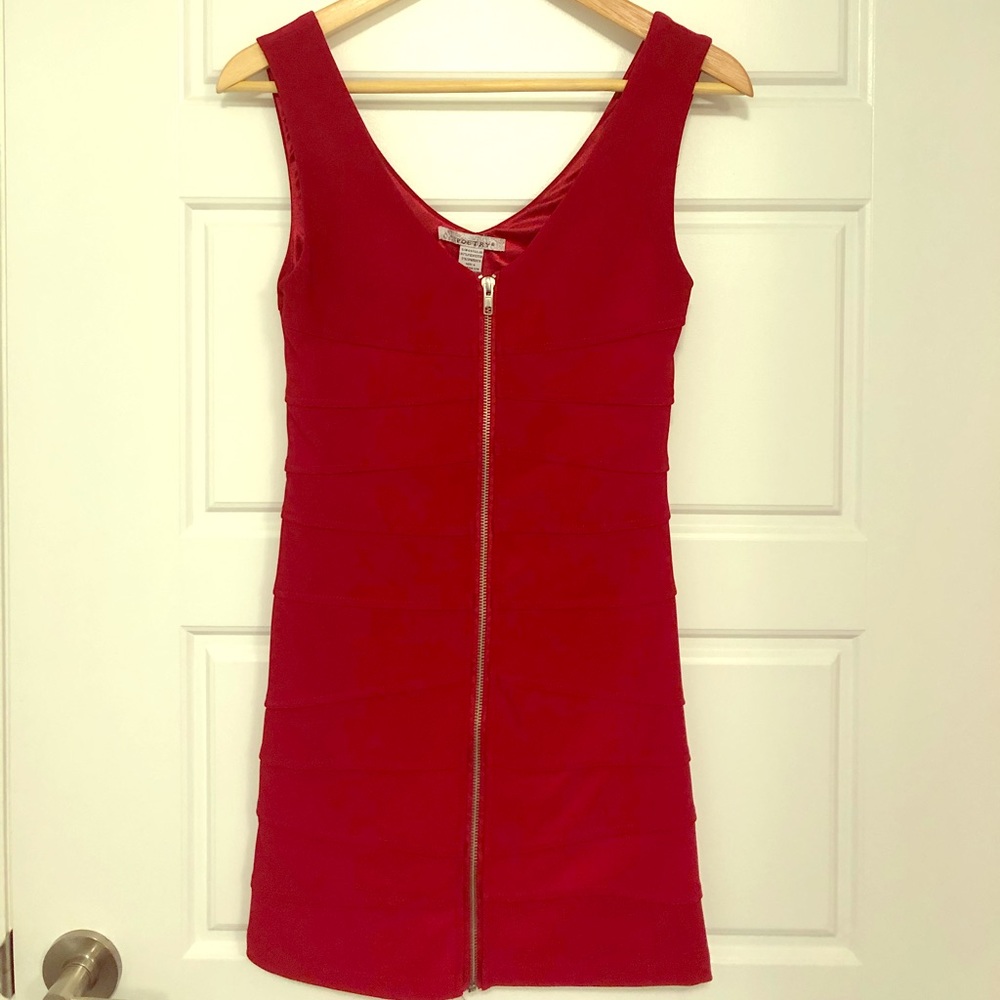 Red zipper dress